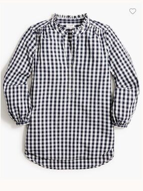 J.Crew Cotton Blend Ruffle Neck Poplin Tunic Classic Chic Feminine Minimalist